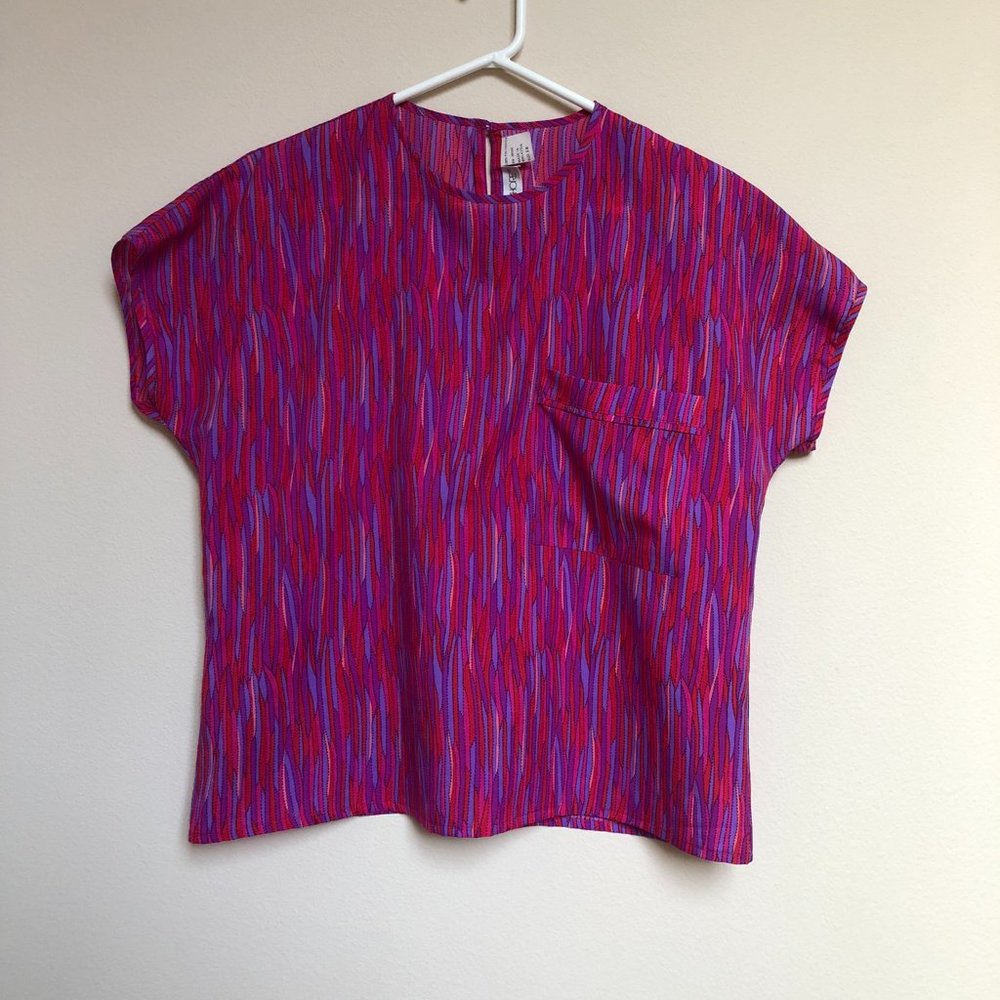 Ship N Shore lightweight shirt, multi-colored red / purple, size 12